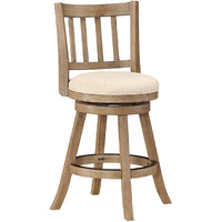 Adam 24 Inch Solid Wood Swivel Counter Stool, Slatted Back, Ivory