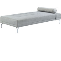 74 Inch Fabric Sofa Daybed, Tufted, 1 Bolster Pillow, Gray