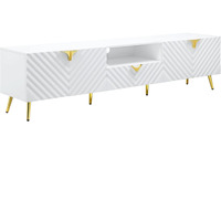 Tyra 79 Inch Modern TV Media Entertainment Center, 2 Doors, White, Gold