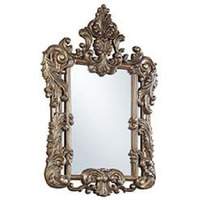60 Inch Wall Mirror, Oversized Scrolled Carving, Bronze