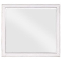 42 Inch Wall Mirror, Molded Sleek Wood Frame, White