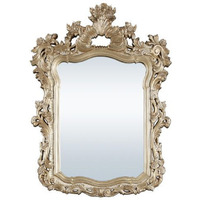 56 Inch Wall Mirror, Ornate Carving, Champagne Gold
