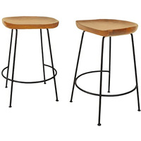 Diya 24.5 Inch Counter Stool Set of 2, Natural, Black