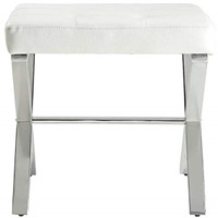 Elisabetta Vanity Bench, White, Chrome