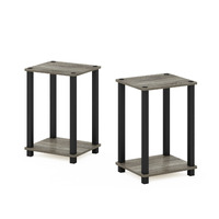 Furinno Simplistic End Table, Small, Set of 2, French Oak/Black