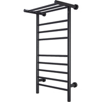 Summit Towel Warmer, Black, Dual Connection, 8 Bars & Heated 3-Bar Shelf