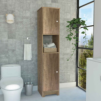 TUHOME Ibis Linen Cabinet, Two Doors, Four Internal Shelves, Two Cabinets, One Open Shelf, Light Oak, For Bathroom
