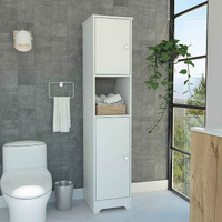 TUHOME Ibis Linen Cabinet, Two Doors, Four Internal Shelves, Two Cabinets, One Open Shelf, White, For Bathroom