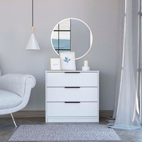 TUHOME Kaia 3 Drawers Dresser, Three Drawers, Countertop, White, For Bedroom