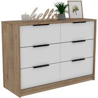 TUHOME Kaia 4 Drawers Dresser, Countertop, Four Drawer Dresser, White/Pine, For Bedroom