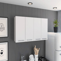 TUHOME Kitchen Cabinet 120 , Four Doors, Two Cabinets, Two Shelves, Racks, White, For Kitchen Room