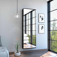 TUHOME Leto Wall Mounted Shoe Rack With Mirror, One Door, Capacity For Ten Shoes, Rack, Black, For Bedroom