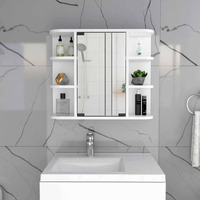 TUHOME Milan Medicine Cabinet, Six External Shelves Mirror, Three Internal Shelves, White, For Bathroom