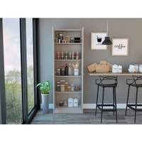 TUHOME Multistorage Cabinet, Two Door Cabinet, Five Shelves, Washed Oak, For Kitchen Room