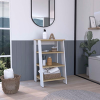 TUHOME St. Lucia Linen Cabinet, Vertical, Four Shelves, Countertop, Light Oak - White , For Bathroom