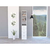 TUHOME Vanguard Medicine Cabinet, Three Shelves, One-Door Cabinet-White, For Bathroom