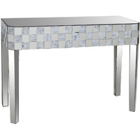 Frosted Chequered Pattern Console Table In Rectangular Shape, Clear