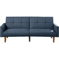 Fabric Adjustable Sofa with Square Tufted Back, Blue