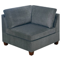 37 Inches Fabric Upholstered Wooden Corner Wedge, Gray