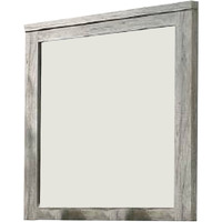 Wall Mirror with Rectangular Frame and Molded Details, Gray