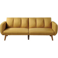 Adjustable Upholstered Sofa with Track Armrests and Angled Legs, Yellow