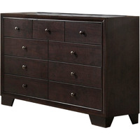 Wooden Dresser with 9 Spacious Drawers, Brown