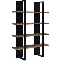 Bookcase with 4 Tier Shelves and Wooden Frame, Brown and Black