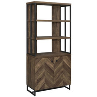 Wooden Bookcase with 3 Tier Shelves and 2 Doors, Brown