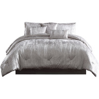 6 Piece Twin Comforter Set with Shimmering Appeal, Silver