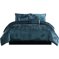 7 Piece King Comforter Set with Shimmering Appeal, Blue