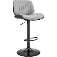 Barstool with Channel Tufted Leatherette Seat, Gray and Black