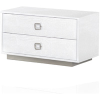Hart 32 Inch Modern Nightstand, 2 Drawers, Textured Lacquer Finish, White