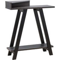 Baki 38 Inch Modern Wood Side Console Table, Corner Compartment, Black