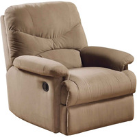 Deby 35 Inch Modern Motion Recliner Chair, Soft Microfiber Seat, Brown