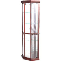 71 Inch China Curio Corner Cabinet, 4 Door 5 Shelves, Wood, Cherry Brown