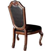 Loki 28 Inch Dining Chair, Nailhead Trim, Faux Leather, Set of 2, Brown