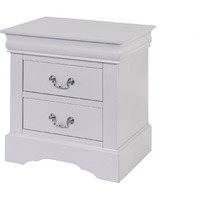 24 Inch Modern Classic Nightstand, 2 Drawers, Drop Handles, Wood, White