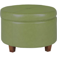 Leatherette Upholstered Wooden Ottoman with Single Button Tufted Lift Top Storage, Green, Large