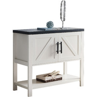 Duquette 2-Door Modern Storage Console Table, White & Black Wood