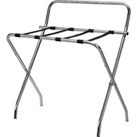 Davao Chrome Metal High-Back Folding Luggage Rack with Nylon Straps