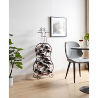 Flamenco Bronze Metal Free Standing 19 Bottle Wine Rack with Stemware Holders