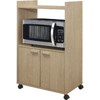 Centennial Wheeled Kitchen Island Microwave Storage Cabinet, Beech Wood