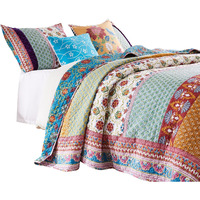 Sama 5 Piece Reversible Full Quilt Set, Floral Print Patterns, Multicolor