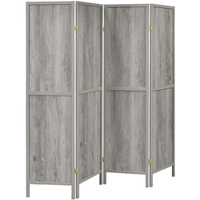 70 Inch Modern 4 Panel Folding Screen Room Divider, Rustic Gray Wood Finish