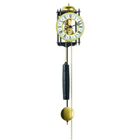 FRANKFURT, Black and Gold Skeleton Wall Clock with a Mechanical 8 Day Passing Bell Strike Movement
