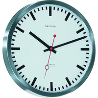 GRAND CENTRAL, Stainless Steel Round Wall Clock with Quartz Time Only Movement.
