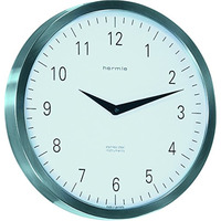METROPOLITAN, Stainless Steel Round Wall Clock with Quartz Time Only Movement.