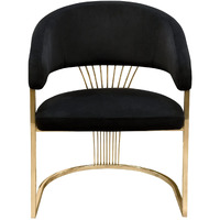 Solstice Dining Chair in Black Velvet w/ Polished Gold Metal Frame by Diamond Sofa
