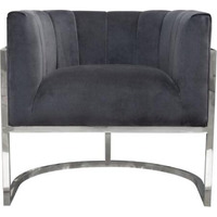 Pandora Accent Chair in Grey Velvet with Polished Silver Stainless Steel Frame by Diamond Sofa