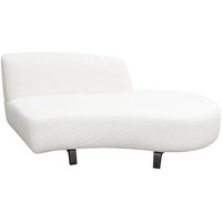 Vesper Curved Armless Right Chaise in Faux White Shearling w/ Black Wood Leg Base by Diamond Sofa